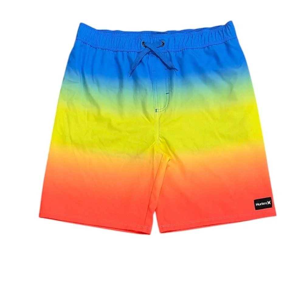 Hurley Boys XXL 18/20 Pull-On Swim Shorts Rainbow Ombre Gradient Board Shorts